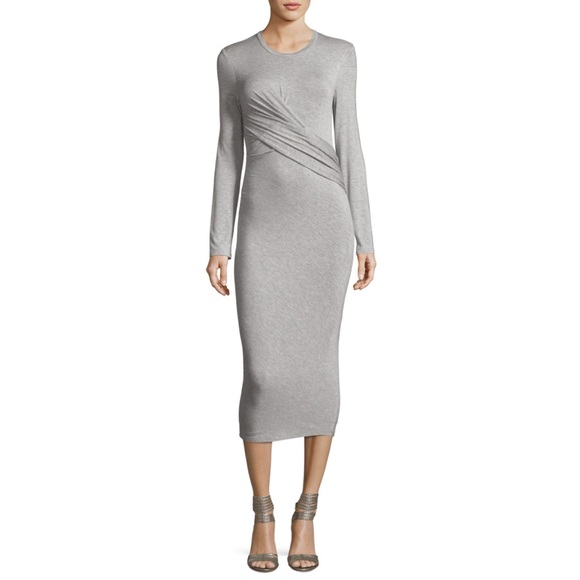 Kendall & Kylie Dresses & Skirts - Kendall & Kylie Gray Long-Sleeve Twist-Front Jersey Bodycon Midi Dress